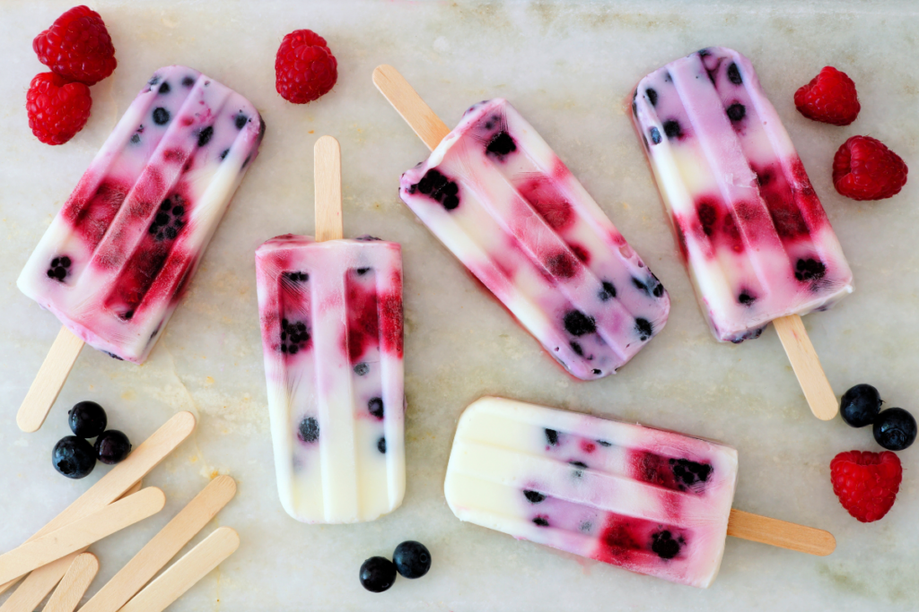 Fruit and yoghurt ice lollies